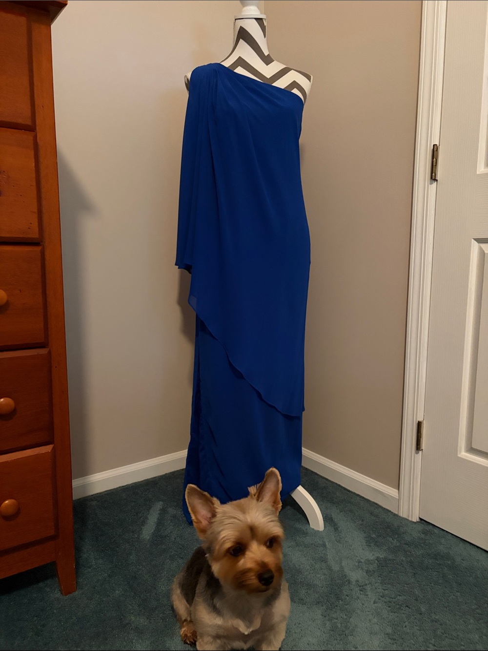 Ralph Lauren size 6 One-Shoulder Royal Blue Evening Dress
